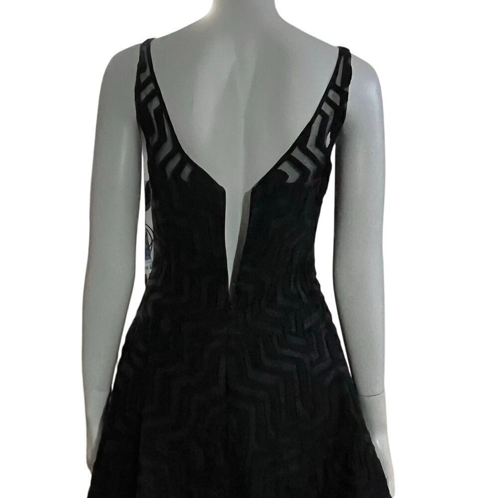 Milly Olivia Black Illusion Cocktail Dress Sleeveless Midi Gown Size 4 - Picture 4 of 16